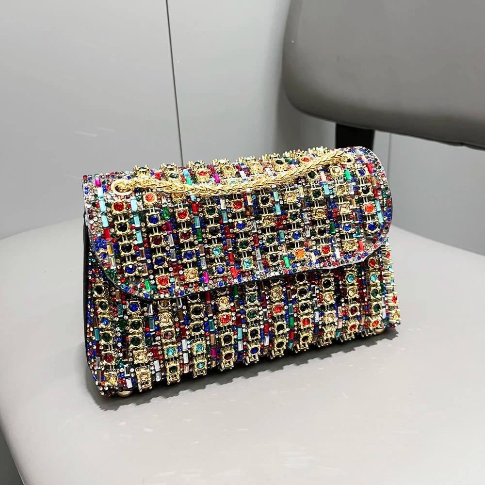 Bolsa de Ombro Feminina de Strass - Detalhe Strass - Lojas LA