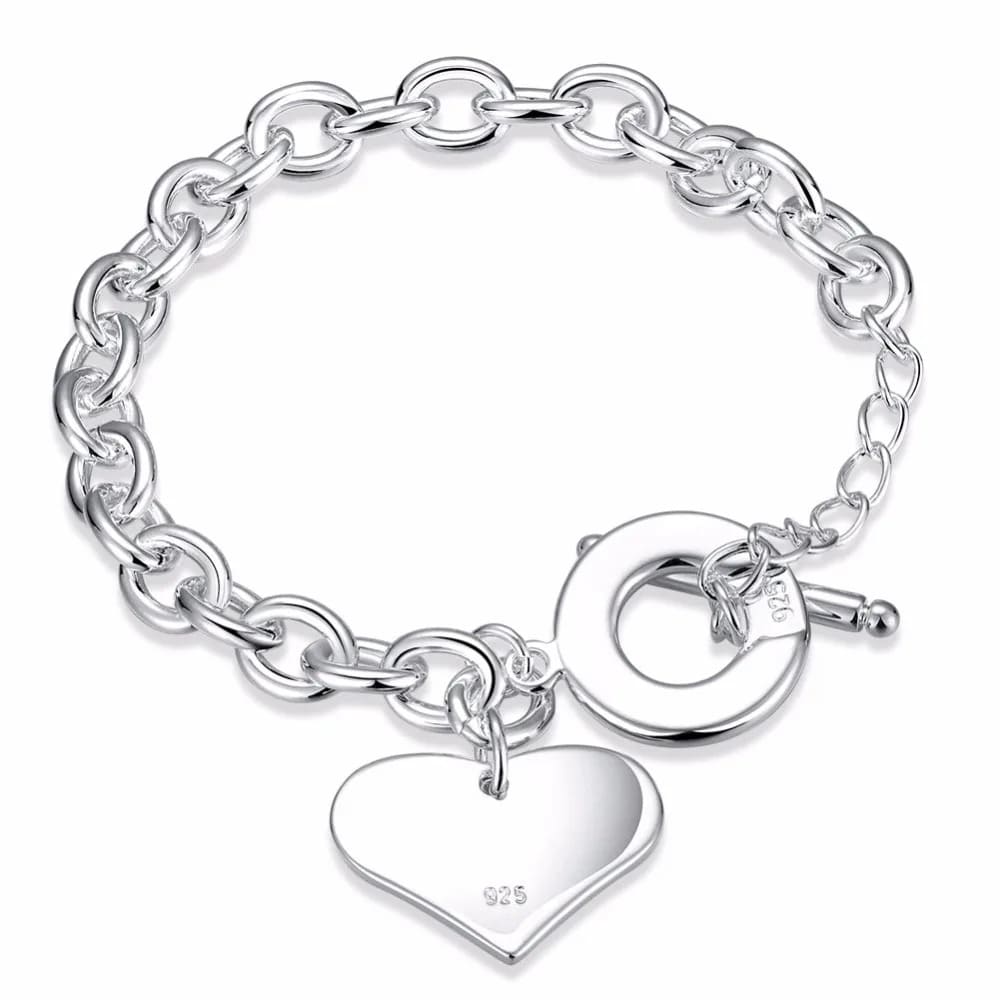 Pulseira Prata 925 Esterlina Coração Feminina - Vista Principal - Lojas LA