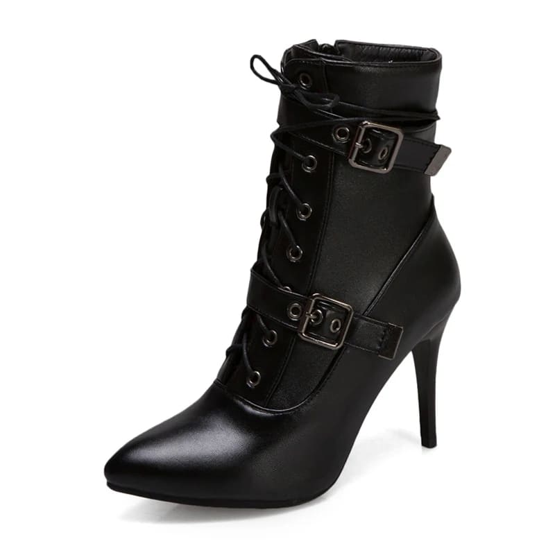 Bota para Mulheres Salto Alto Fino de Couro - Vista Frontal - Lojas LA