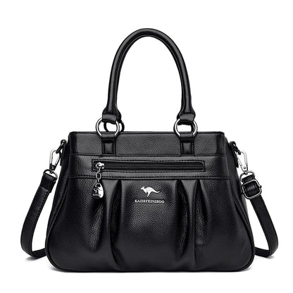 Bolsa de Couro Vintage para Mulheres Grande Capacidade - Detalhe Fechamento - Lojas LA