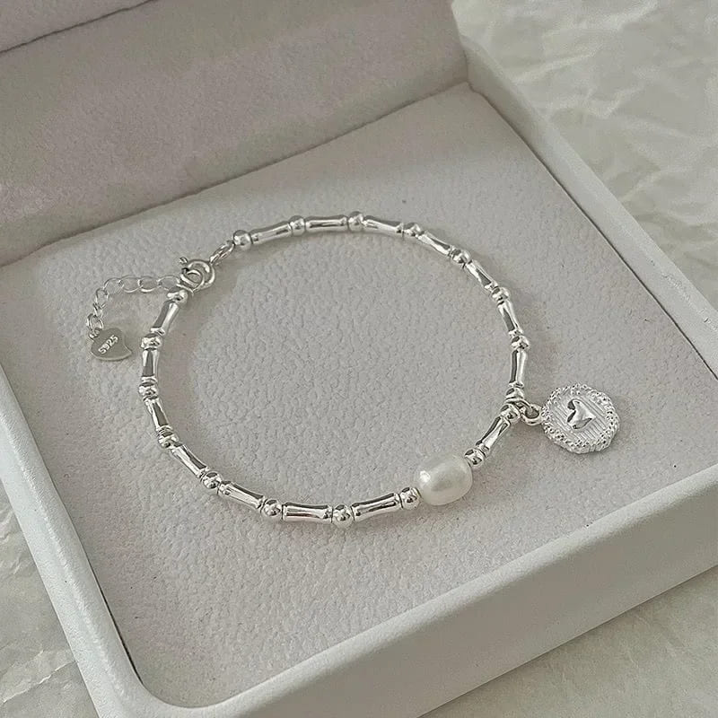 Pulseira Prata Esterlina com Pérolas Feminina Modelo 01 - Lojas LA