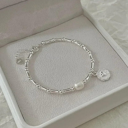 Pulseira Prata Esterlina com Pérolas Feminina Modelo 01 - Lojas LA
