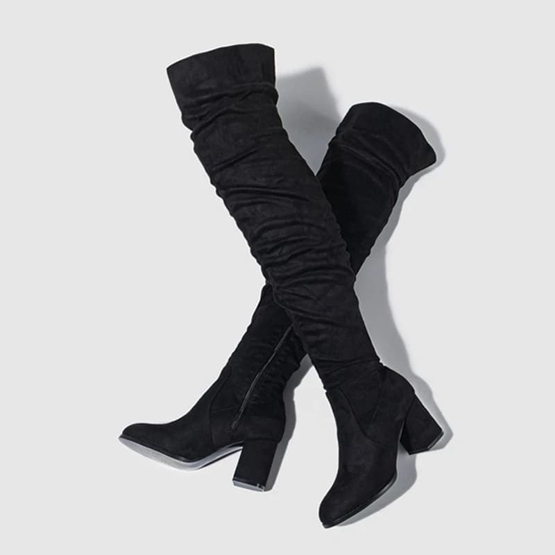 Bota Feminina de Salto Bloco Quadrado Cano Longo - Vista Principal - Lojas LA