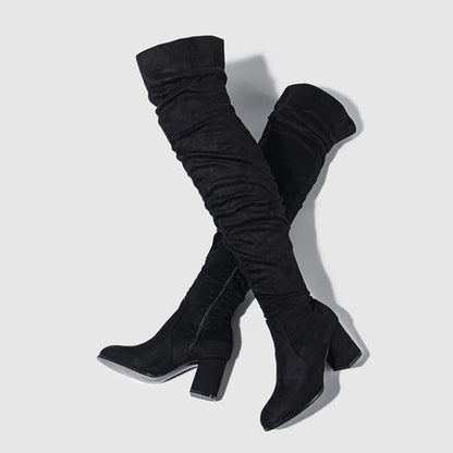 Bota Feminina de Salto Bloco Quadrado Cano Longo - Vista Principal - Lojas LA