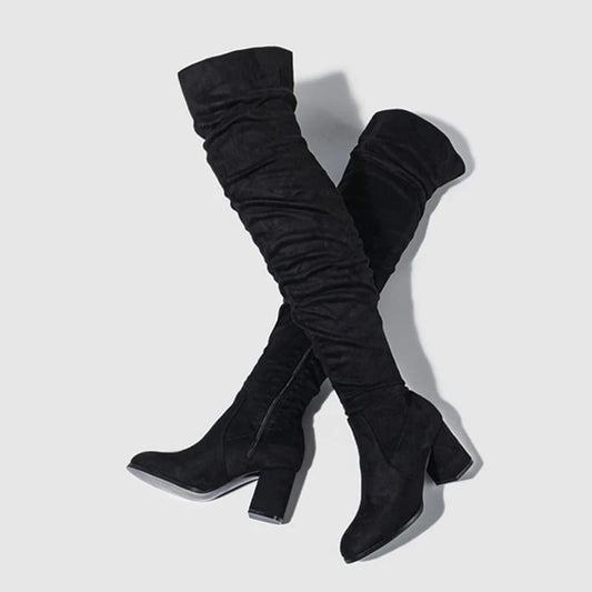 Bota Feminina de Salto Bloco Quadrado Cano Longo - Vista Principal - Lojas LA