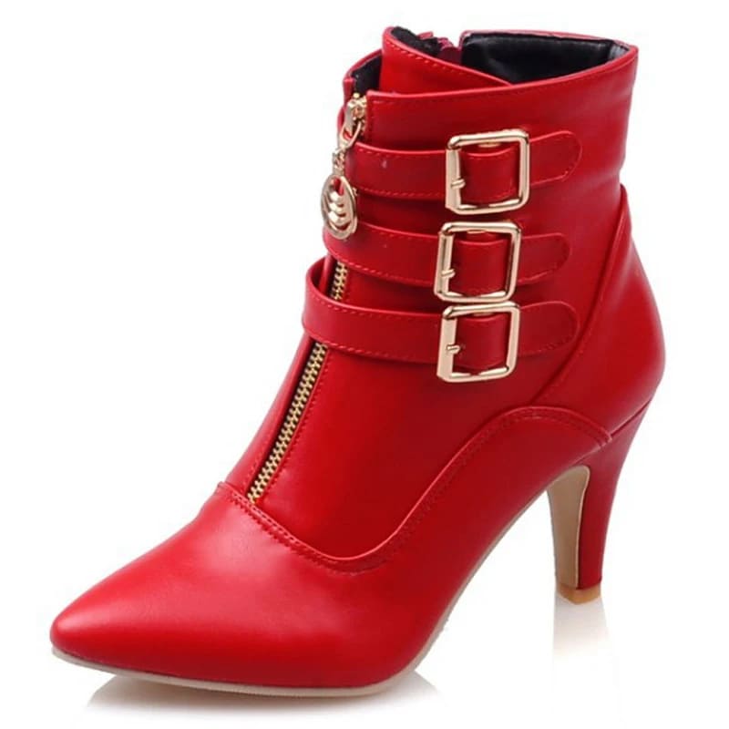 Bota Feminina de Salto em Couro Ecológico - Versão Marrom - Lojas LA