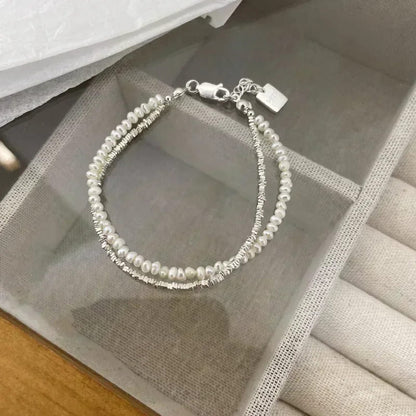 Pulseira Prata Esterlina com Pérolas Feminina Modelo 03 - Lojas LA