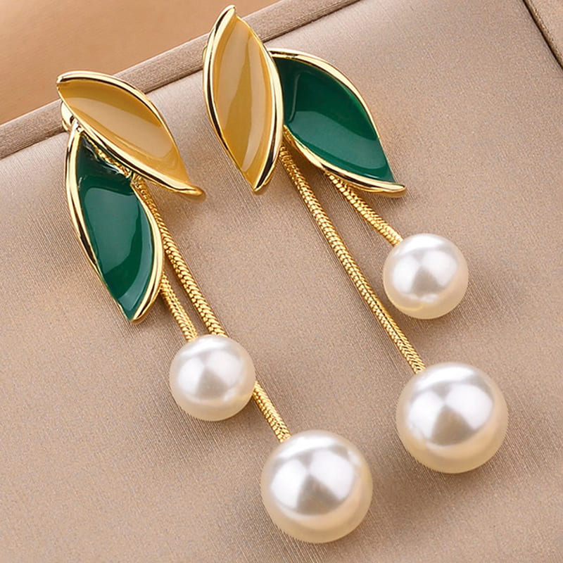 Brinco de Pérola Elegante Feminino Dourado - Vista Principal - Lojas LA