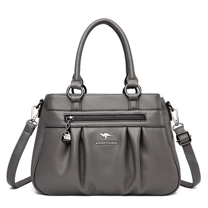 Bolsa de Couro Vintage para Mulheres Grande Capacidade - Vista Lateral - Lojas LA