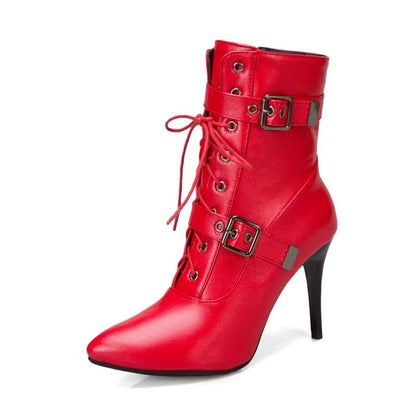 Bota para Mulheres Salto Alto Fino de Couro - Vista Lateral - Lojas LA