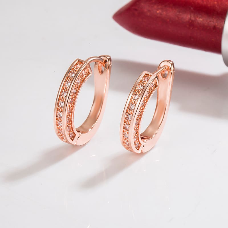 Brinco com Pedras Coloridas Brilhantes Feminino Fashion - Versão Rosê - Lojas LA