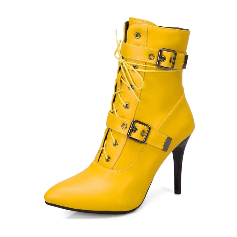 Bota para Mulheres Salto Alto Fino de Couro - Vista Completa - Lojas LA