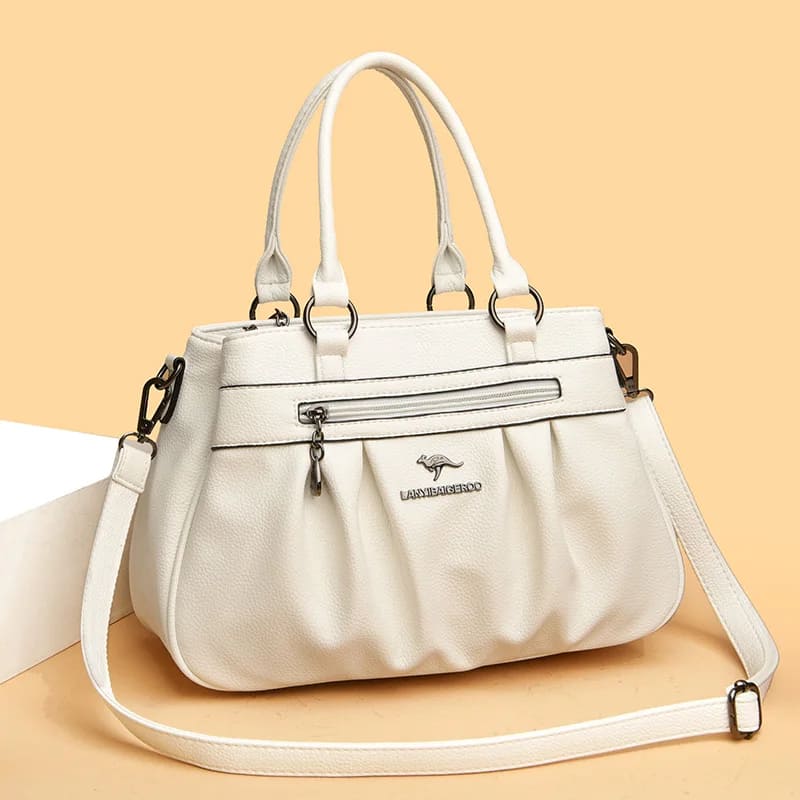 Bolsa de Couro Vintage para Mulheres Grande Capacidade - Detalhe Alça - Lojas LA