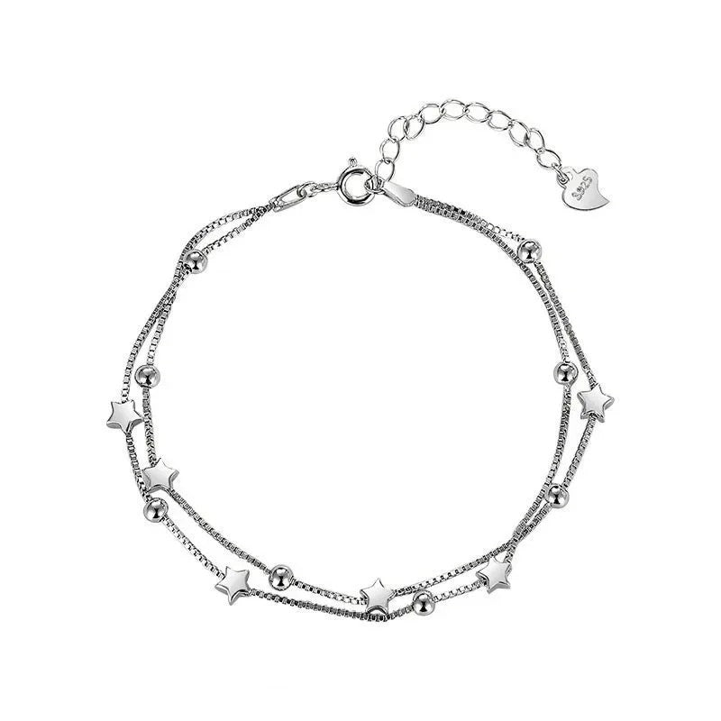 Pulseira Prata Esterlina com Pérolas Feminina Modelo 06 - Lojas LA