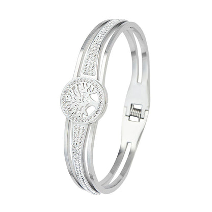 Bracelete Pulseira Árvore da Vida Titânio Premium Feminino - Versão Prata - Lojas LA