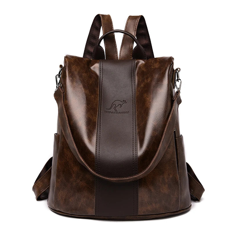 Mochila feminina luxo múltiplos compartimentos couro PU