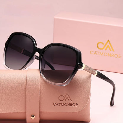 Óculos de Sol Feminino Grande Polarizado Borboleta UV400 - Versão Preta - Lojas LA