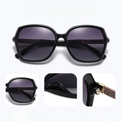 Óculos de Sol Feminino Grande Polarizado Borboleta UV400 - Detalhe Armação - Lojas LA