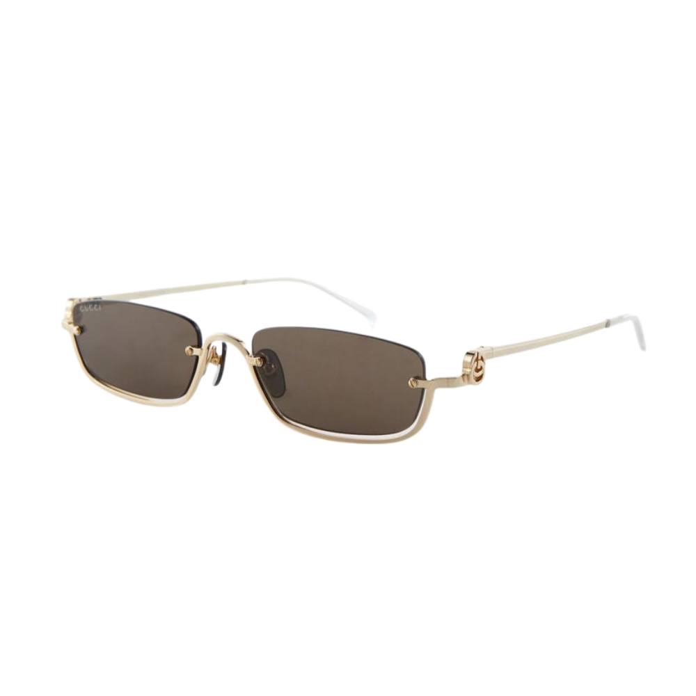 Óculos de Sol Gucci Eyewear Retangular Metálico - Detalhe Armação - Lojas LA