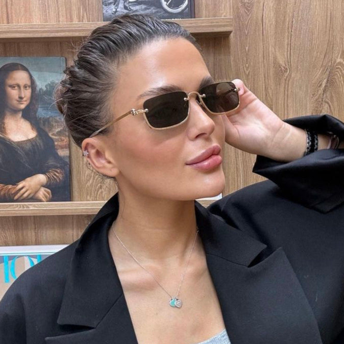 Óculos de Sol Gucci Eyewear Retangular Metálico - Vista Lateral - Lojas LA