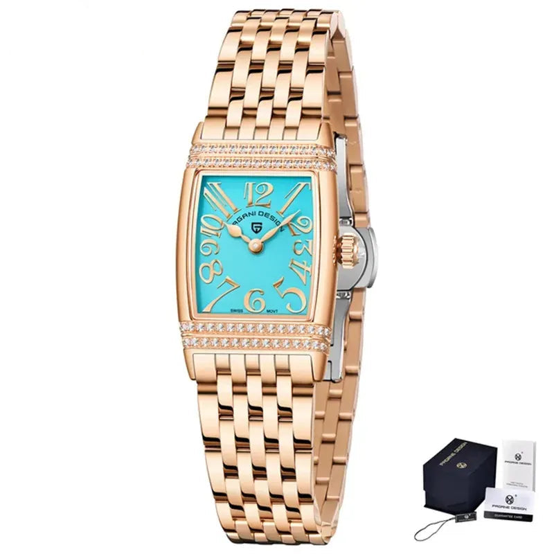 Relógio de Luxo Feminino Dourado PAGANI DESIGN - Mostrador Azul - Lojas LA