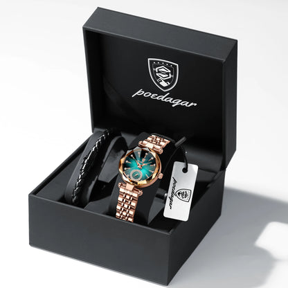 Relógio de Pulso Feminino Elegante Alta Qualidade - Versão Dourado e Azul - Lojas LA