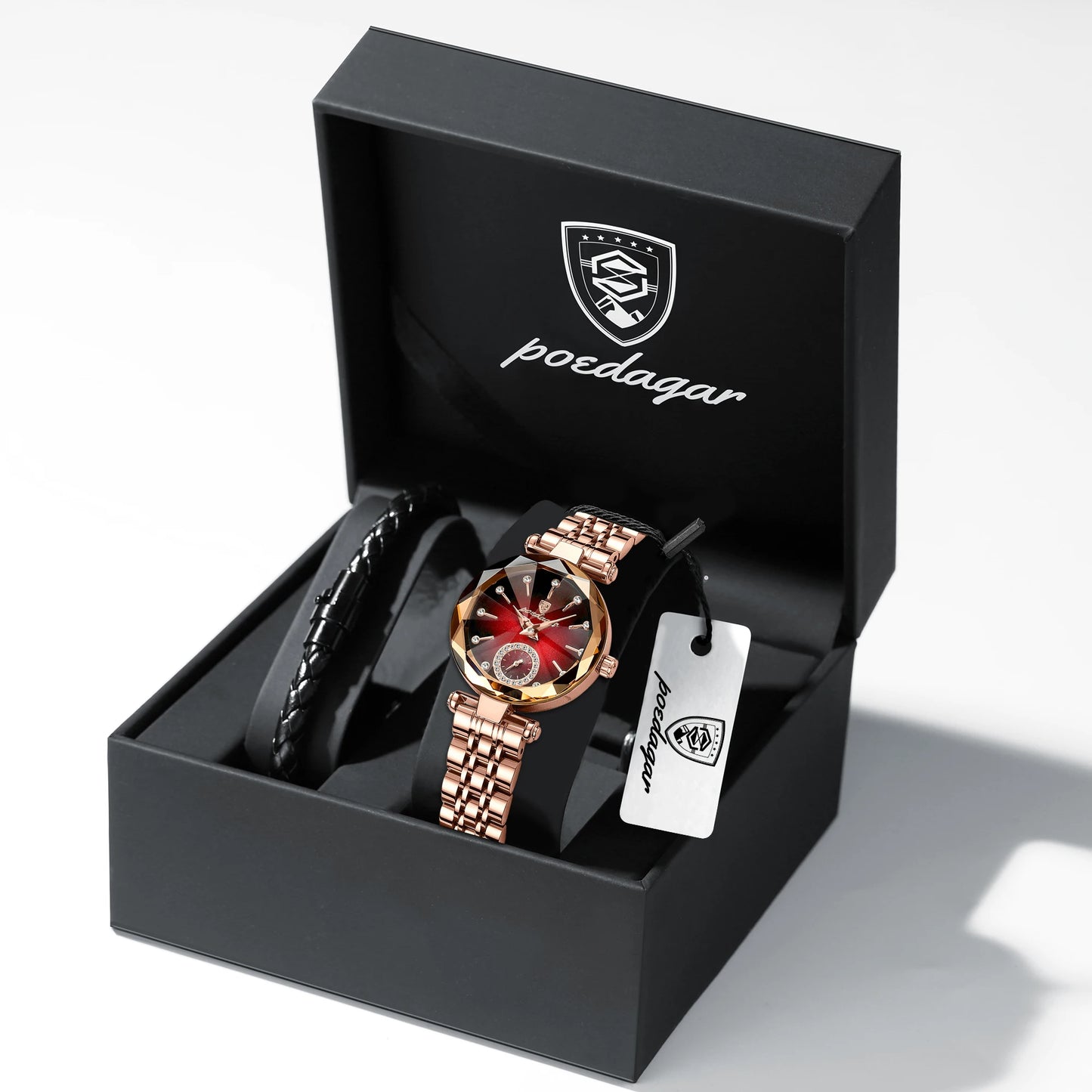 Relógio de Pulso Feminino Elegante Alta Qualidade - Versão Dourado e Vermelho - Lojas LA