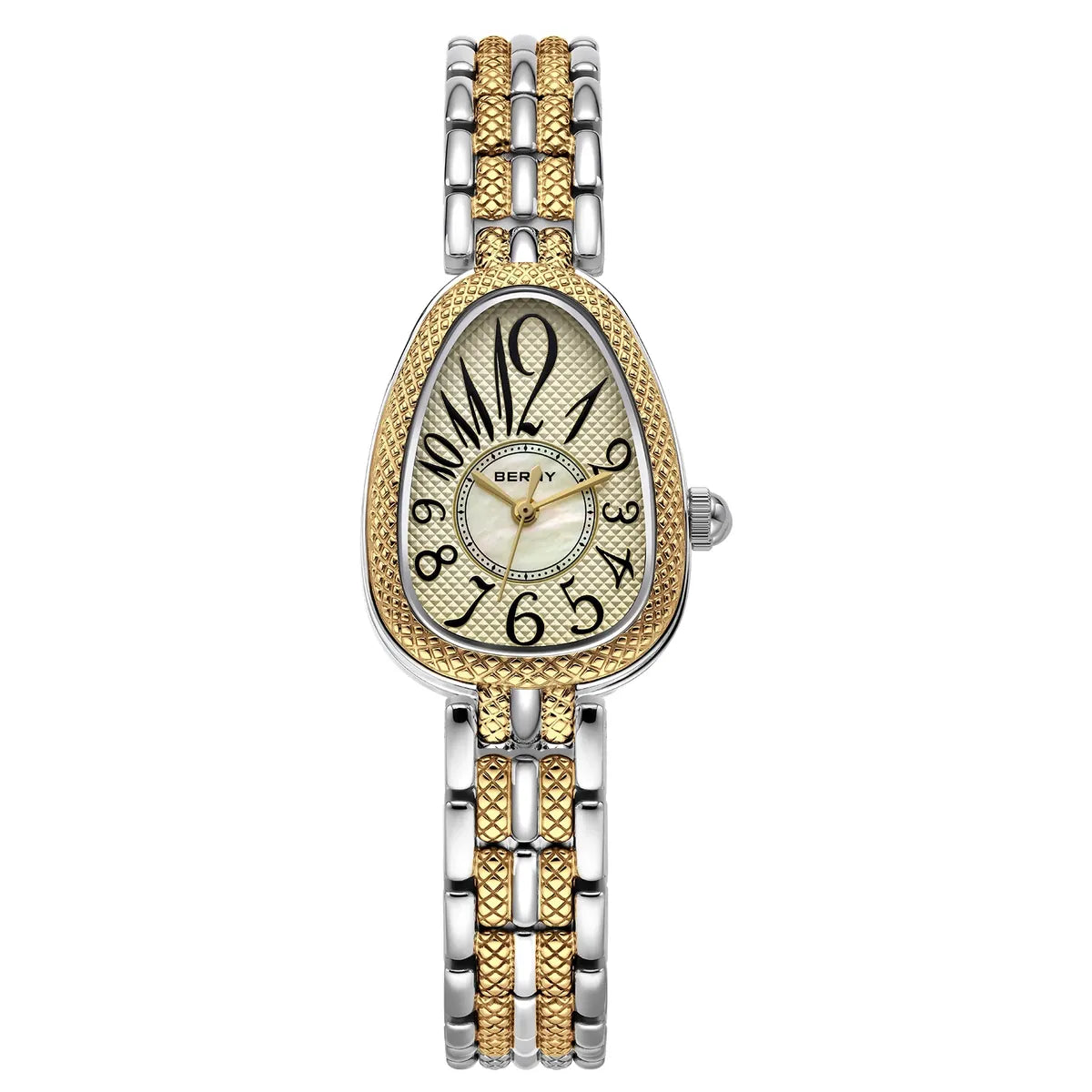 Relógio feminino de luxo em aço inoxidável com mostrador sofisticado