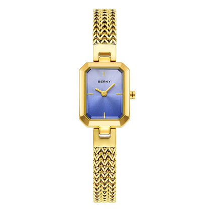Relógio Feminino Dourado Pequeno BERNY - Versão Roxo Lilás - Lojas LA