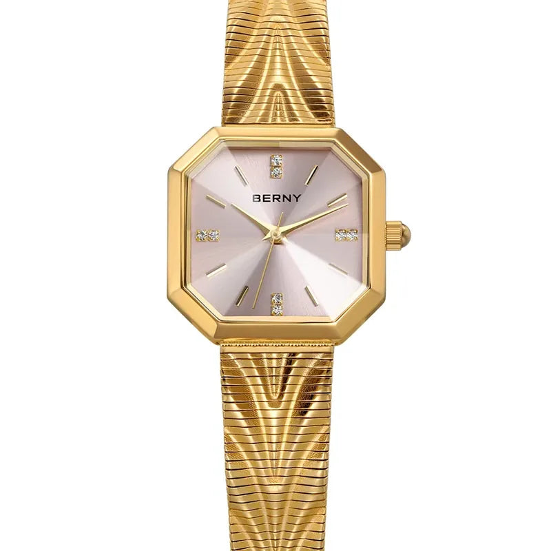 Relógio Feminino Dourado Champion BERNY - Pulseira Aço Inox IP Gold - Lojas LA
