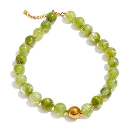 Conjunto Colar e Bracelete com Contas de Resina Coloridas