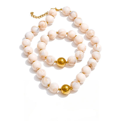 Conjunto Colar e Bracelete com Contas de Resina Coloridas - Vista Principal - Lojas LA