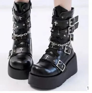 Bota Coturno Feminina Gotica - Modelo 01 Vista Frontal - Lojas LA