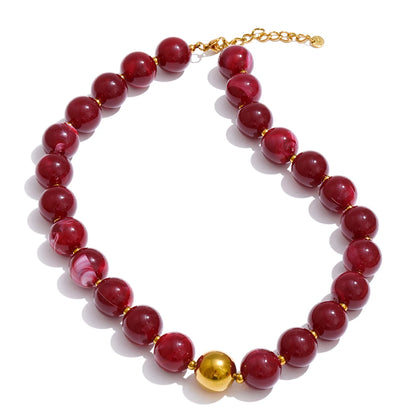 Conjunto Colar e Bracelete com Contas de Resina Coloridas