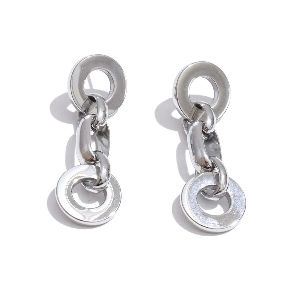 Brinco Argola com Corrente Feminino Aço Inoxidável Hipoalergênico - Lojas LA