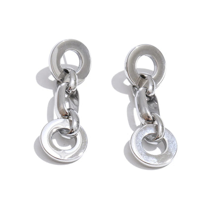 Brinco Argola com Corrente Feminino Aço Inoxidável Hipoalergênico - Lojas LA