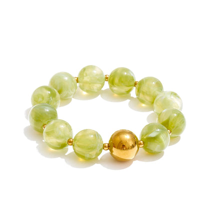 Conjunto Colar e Bracelete com Contas de Resina Coloridas