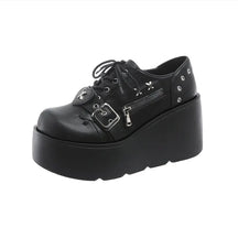 Bota Coturno Feminina Estilo Gótico Plataforma Salto Anabela Preta