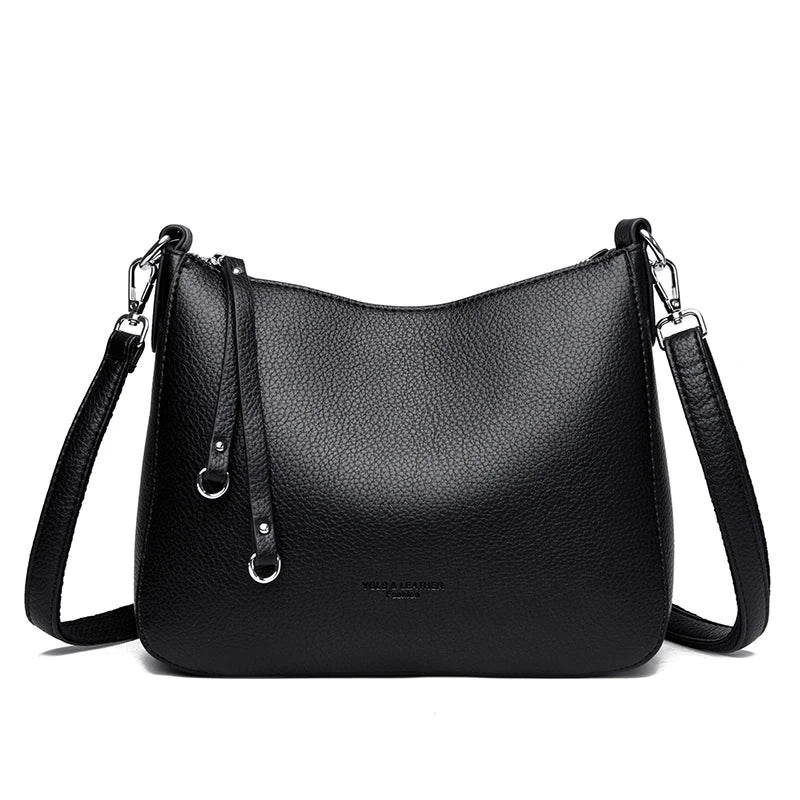 Bolsa de ombro feminina couro PU macio — elegante e resistente