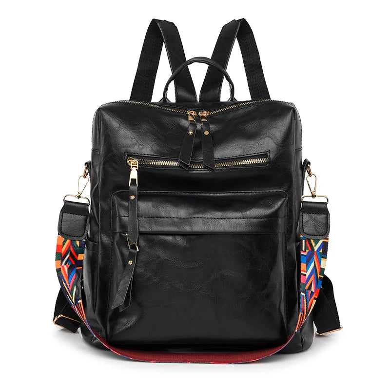 Alças reforçadas mochila feminina couro cera de óleo