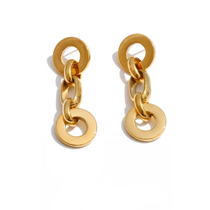 Brinco Argola com Corrente Feminino Banhado a Ouro - Versão Dourada - Vista Principal - Lojas LA