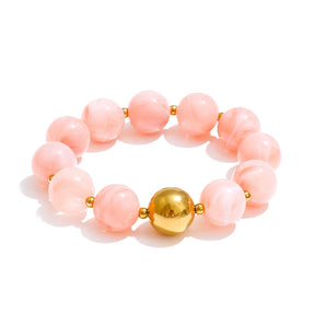 Conjunto Colar e Bracelete com Contas de Resina Coloridas