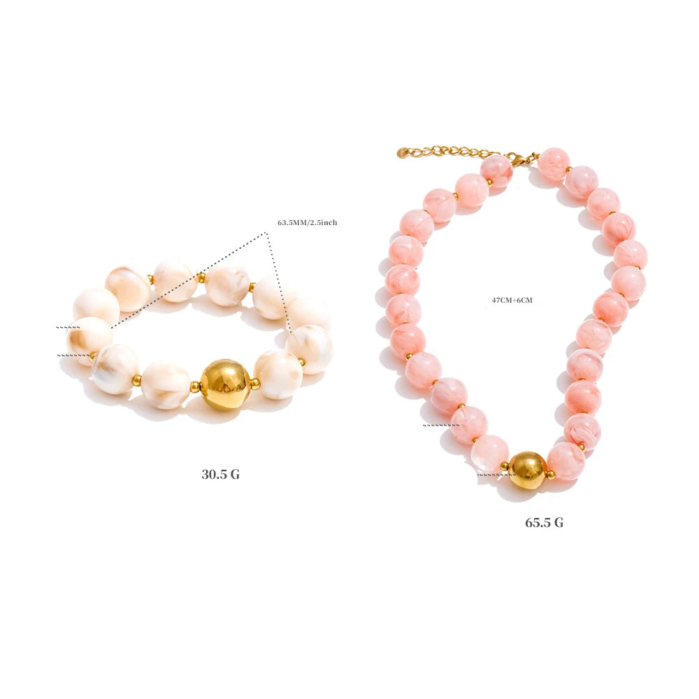 Conjunto Colar e Bracelete com Resina - Vista no Pescoço - Lojas LA