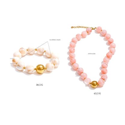 Conjunto Colar e Bracelete com Resina - Vista no Pescoço - Lojas LA