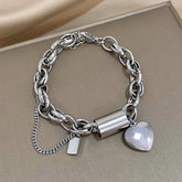Pulseira Feminina Coração Cadeado - Detalhe Charm Cadeado Dourado - Lojas LA