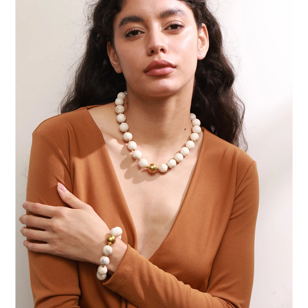 Conjunto Colar e Bracelete com Resina - Versão Âmbar - Lojas LA