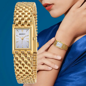 Relógio Feminino Dourado BERNY 2166L - Detalhe Pulseira - Lojas LA