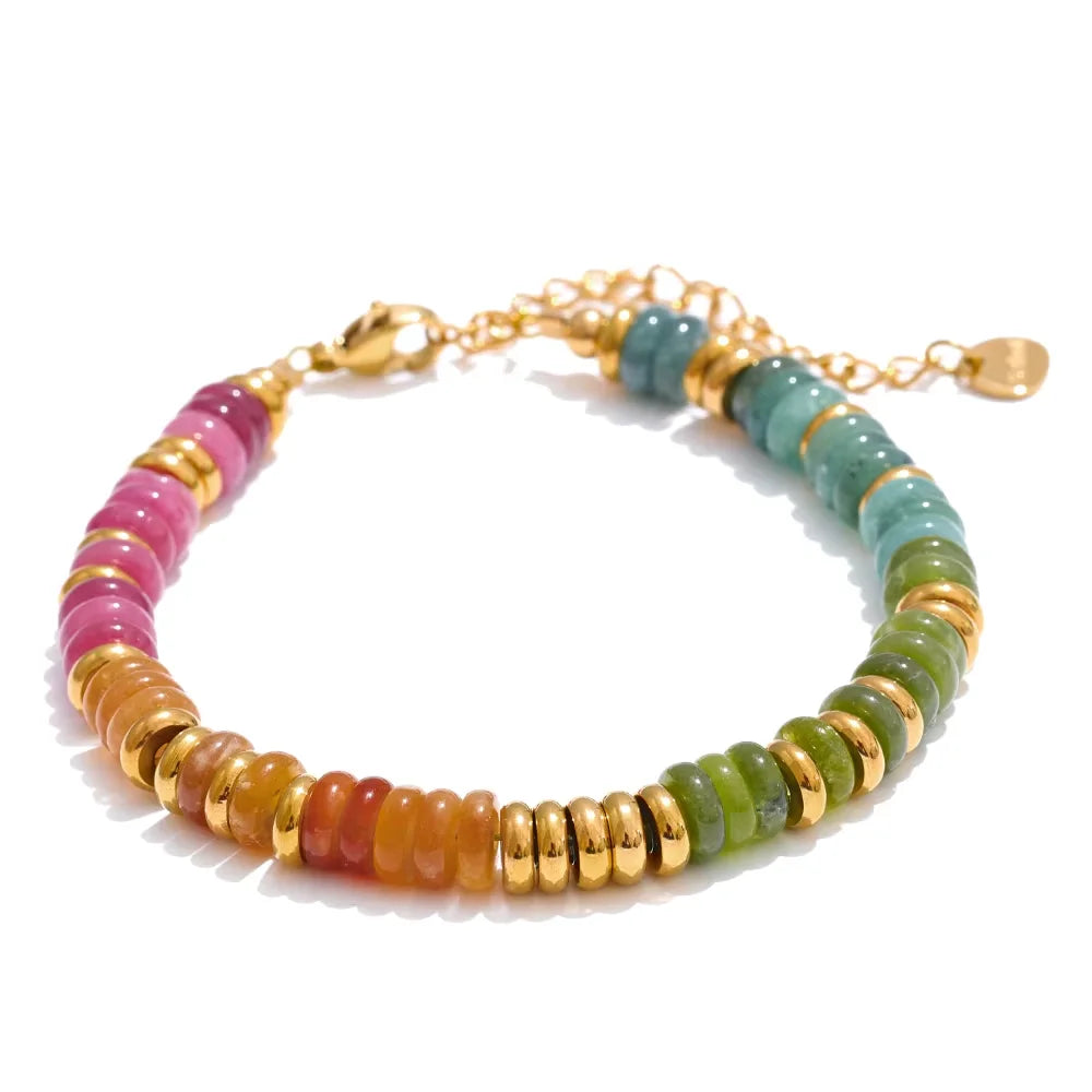 Pulseira Artesanal Pedras Naturais Coloridas - Vista Conjunto - Lojas LA