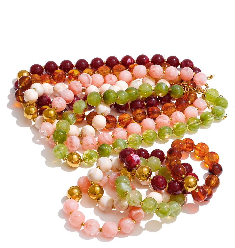 Colar Statement com Contas de Resina Coloridas - Lojas LA