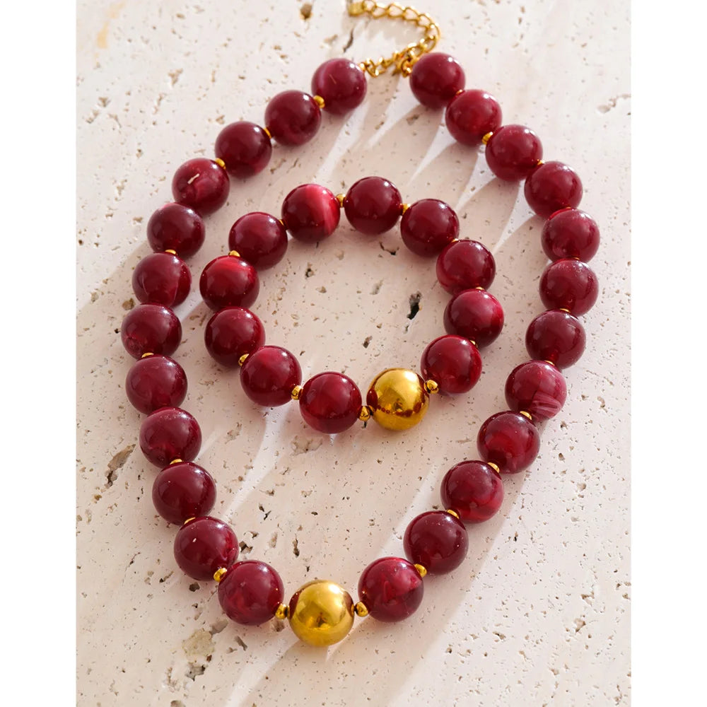 Conjunto Colar e Bracelete com Resina - Versão Branco - Lojas LA